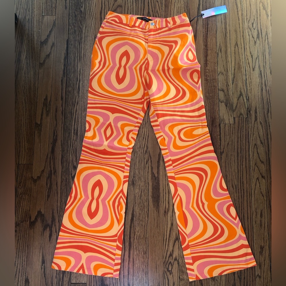 Finesse orange and pink swirl bellbottoms